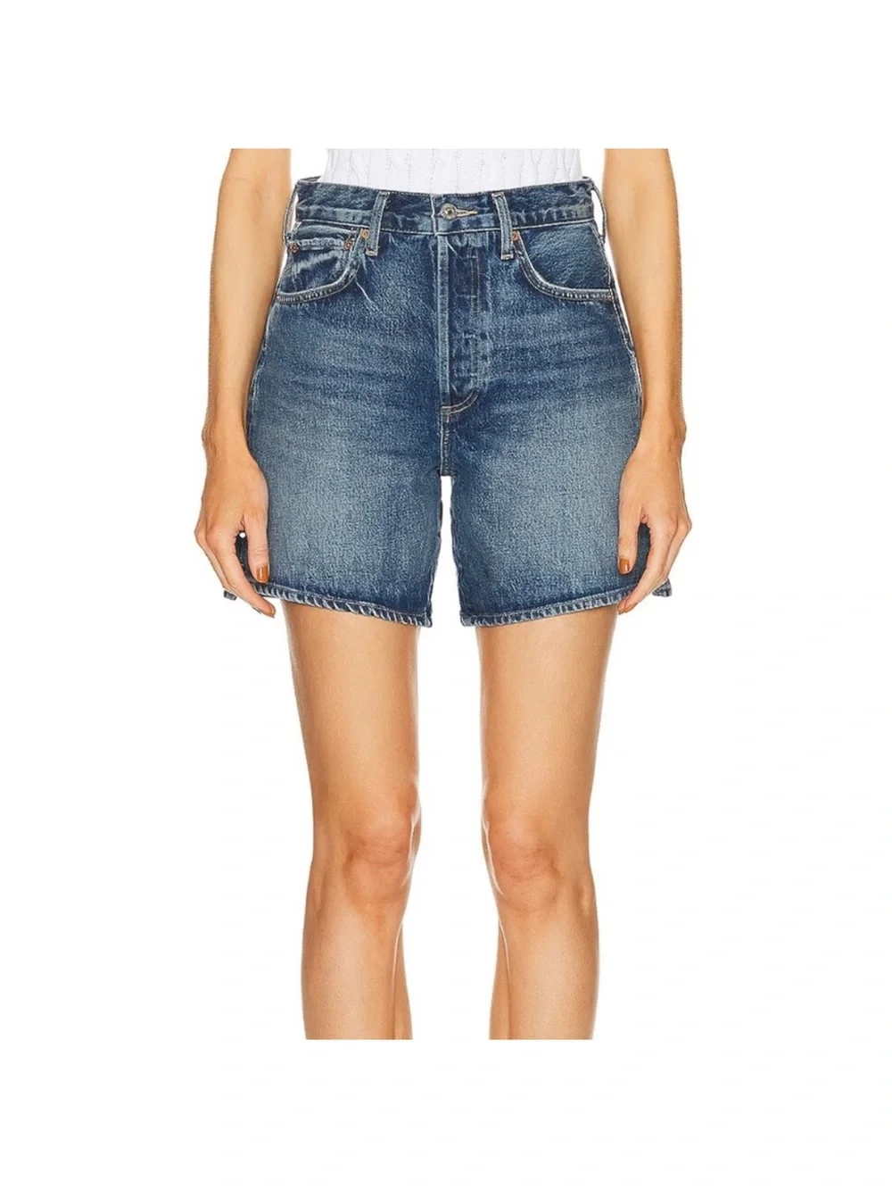 Citizens of Humanity Marlow Relaxed High Rise Denim Shorts Sz 23 Button Fly Long